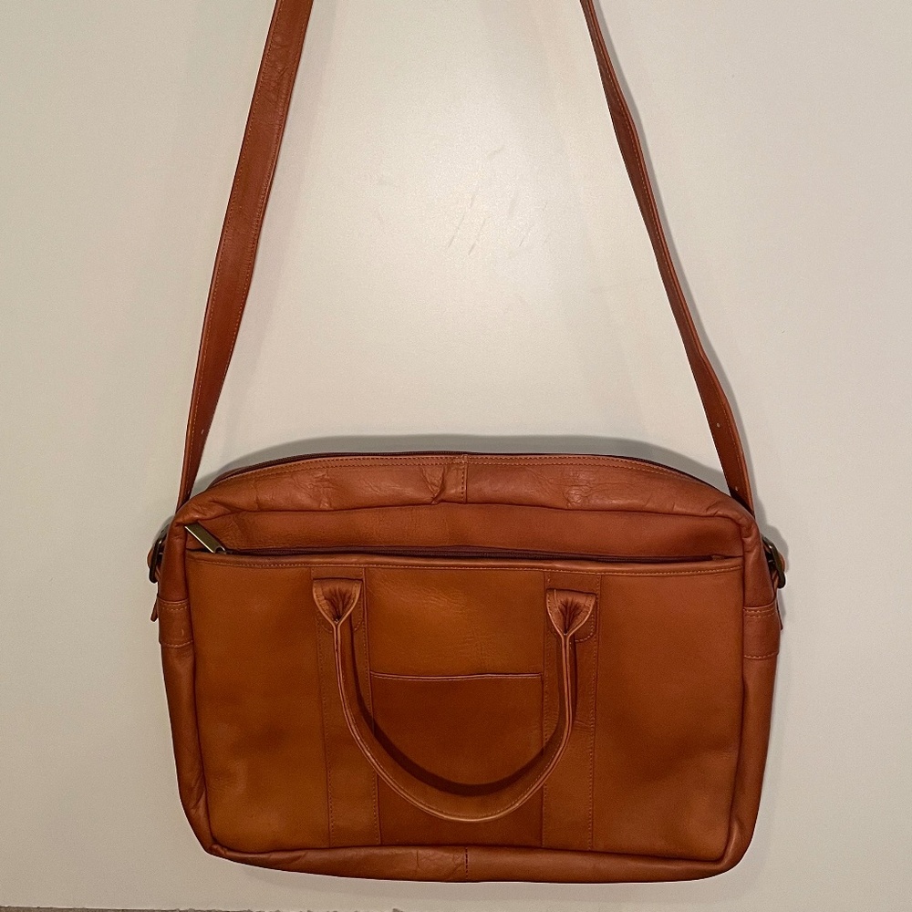 Cognac Soft Leather Briefcase